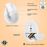 Logitech Lift pour Mac sans fil vertical ergonomique, Souris Blanc, 400 - 4000 dpi, Bluetooth Low Energy