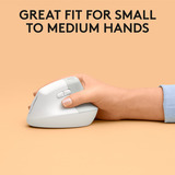 Logitech Lift pour Mac souris ergonomique vertical - Droitier Blanc, 400 - 4000 dpi, Bluetooth Low Energy