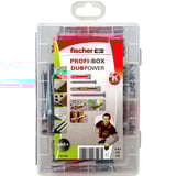 fischer Profi-Box DuoPower court/long + vis, Cheville Gris clair/Rouge