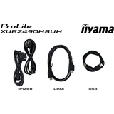iiyama XUB2490HSUH-B2 écran plat de PC 60,5 cm (23.8") 1920 x 1080 pixels Full HD LED Noir 24" Moniteur Noir (Mat), 1x DisplayPort, 1x HDMI, 3x USB-A, 60,5 cm (23.8"), 1920 x 1080 pixels, Full HD, LED, 4 ms, Noir
