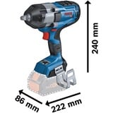 Bosch GDS 18V-1000 C Professional 1750 tr/min Noir, Bleu, Visseuse à choc Bleu/Noir, Visseuse à percussion, Poignée de pistolet, 1/2", Noir, Bleu, 1750 tr/min, 1300 tr/min