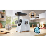 Bosch Serie 4 MFWS420W hachoir 1300 W Blanc Blanc, 1300 W, Blanc, 1 m, Acier inoxydable, 1900 W, 500 W