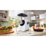 Bosch Serie 4 MFWS420W hachoir 1300 W Blanc Blanc, 1300 W, Blanc, 1 m, Acier inoxydable, 1900 W, 500 W