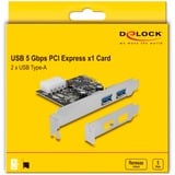 DeLOCK Carte PCIe x1 vers 2x USB 3.2 Gen 1 externes, Contrôleur USB 