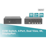 Digitus Commutateur KVM DisplayPort 4x 1, Switch KVM Noir