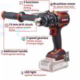 EINHELL Perceuse-visseuse à percussion professionnelle sans fil TP-CD 18/120 Li-i BL - Solo, 18 Volt, Perceuse à percussion Noir/Rouge