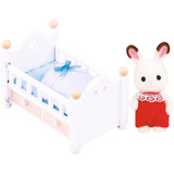 EPOCH Sylvanian Families - Bébé lapin en chocolat avec lit bébé, Jouets de construction 