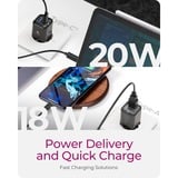 ICY BOX IB-PS1020-PD Universel Noir Secteur Charge rapide Intérieure Noir, 1x USB-C, 1x USB-A, Intérieure, Secteur, 12 V, Noir