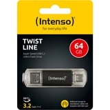 Intenso 3539490 lecteur USB flash 64 Go USB Type-A / USB Type-C 3.2 Gen 1 (3.1 Gen 1) Anthracite, Clé USB Anthracite/transparent, 64 Go, USB Type-A / USB Type-C, 3.2 Gen 1 (3.1 Gen 1), 70 Mo/s, Casquette, Anthracite