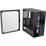 Thermaltake Versa T26 TG ARGB Midi Tower Noir, boîtier pc Noir | 2x USB-A | RGB | Verre Trempé