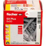 fischer Cheville à expansion SX Plus 6x50 Gris clair