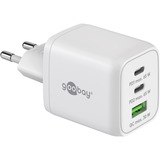 goobay 65W GaN USB-C PD Multiport Quick Charger Nano Blanc, 2x USB-C, 1x USB-A
