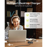 goobay Chargeur de bureau multiport USB-C, PD, GaN, 65 watts Noir