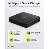goobay Chargeur de bureau multiport USB-C, PD, GaN, 65 watts Noir