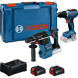Bosch Kit combo perceuse-visseuse sans fil 18 volts 65 + marteau perforateur 18 volts 26 avec 2 batteries 5 Ah et chargeur, Ensembles Kit