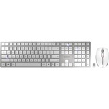 CHERRY DW 9100 SLIM clavier Souris incluse Universel RF sans fil + Bluetooth QWERTY Anglais américain Argent set de bureau Blanc, Layout EU (QWERTY), Technologie SX, 100%, Sans fil, RF sans fil + Bluetooth, QWERTY, Argent, Souris incluse