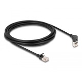 DeLOCK Câble de raccordement RJ-45 Cat.6a S/FTP, Slim coudé à 90° Noir