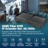 Digitus Kit d'extension KVM IP fibre HDMI, Switch KVM Noir