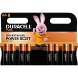 Duracell Plus Batterie à usage unique AA Alcaline Batterie à usage unique, AA, Alcaline, 1,5 V, 8 pièce(s), Noir, Or