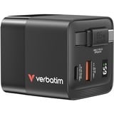 Verbatim GaN Charger 65W Universel Noir Secteur Charge rapide Intérieure Noir, 1x USB-C, 1x USB-A, Intérieure, Secteur, 20 V, 0,8 m, Noir