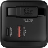 Verbatim GaN Charger 65W Universel Noir Secteur Charge rapide Intérieure Noir, 1x USB-C, 1x USB-A, Intérieure, Secteur, 20 V, 0,8 m, Noir