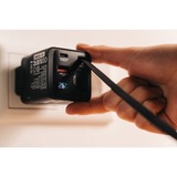 Verbatim GaN Charger 65W Universel Noir Secteur Charge rapide Intérieure Noir, 1x USB-C, 1x USB-A, Intérieure, Secteur, 20 V, 0,8 m, Noir
