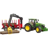 bruder John Deere 7R 350 avec remorque et 4 grumes, Modèle réduit de voiture Vert/Rouge, 03154