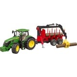 bruder John Deere 7R 350 avec remorque et 4 grumes, Modèle réduit de voiture Vert/Rouge, 03154