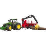 bruder John Deere 7R 350 avec remorque et 4 grumes, Modèle réduit de voiture Vert/Rouge, 03154