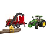 bruder John Deere 7R 350 avec remorque et 4 grumes, Modèle réduit de voiture Vert/Rouge, 03154