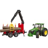 bruder John Deere 7R 350 avec remorque et 4 grumes, Modèle réduit de voiture Vert/Rouge, 03154