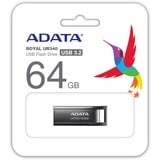ADATA UR340 lecteur USB flash 64 Go USB Type-A 3.2 Gen 2 (3.1 Gen 2) Noir, Clé USB Nickel, 64 Go, USB Type-A, 3.2 Gen 2 (3.1 Gen 2), 100 Mo/s, Casquette, Noir