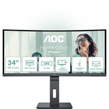 AOC CU34P3CV écran plat de PC 86,4 cm (34") 3440 x 1440 pixels UltraWide Quad HD LED Noir Moniteur incurvé Noir, 1x DisplayPort, 1x HDMI, 1x USB-C, 4x USB-A, 1x RJ-45, 86,4 cm (34"), 3440 x 1440 pixels, UltraWide Quad HD, LED, 4 ms, Noir