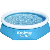 Bestway Fast Set Kit piscine gonflable ronde 2,44 m x 61 cm Bleu/Bleu clair, (bleu/bleu clair, avec pompe de filtration)
