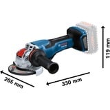 Bosch BOSCH GWX 18V-15 P solo KARToN, Meuleuse d'angle Bleu/Noir, 9800 tr/min, Batterie, 5,5 Ah, 2,3 kg