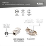 Digitus Module Keystone CAT 6A blindé sans outil 12 pcs, Module de Keystone 