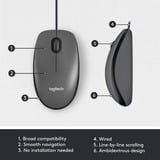 Logitech M100 business, Souris Noir, 1000 dpi