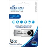 MediaRange MR913 lecteur USB flash 128 Go USB Type-A 2.0 Noir, Argent, Clé USB Noir/Argent, 128 Go, USB Type-A, 2.0, 10 Mo/s, Pivotant, Noir, Argent