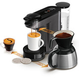 Philips HD6593/22 machine à café Semi-automatique Machine à café 2-en-1 1 L, Padmaschine Gris, Machine à café 2-en-1, 1 L, Dosette de café, Café moulu, 1450 W, Gris