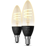 Philips Hue White Ambiance Filament E14 Forme Bougie Pack Double 350, Lampe à LED 