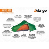 Vango TEUNEVIS0000003, Nevis 100, Tente Vert/Orange