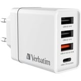 Verbatim Chargeur USB mural 4 ports 30 W - Blanc Blanc, Intérieure, Secteur, Blanc