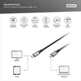 Digitus Câble USB4 Gen 3x2, connecteur USB-C > connecteur USB-C, 40 Gbit/s Noir/gris