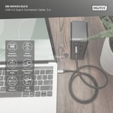 Digitus Câble USB4 Gen 3x2, connecteur USB-C > connecteur USB-C, 40 Gbit/s Noir/gris