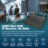 Digitus Récepteur KVM IP fibre HDMI, Switch KVM Noir