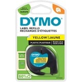 Dymo LetraTag Étiquettes en plastique Authentique | 12 mm x 4 m | impression en noir sur fond jaune | Étiquettes autocollantes pour étiqueteuse LetraTag, Ruban Noir sur jaune, Polyester, Belgique, DYMO, LetraTag 100T, LetraTag 100H, 1,2 cm
