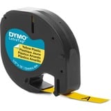 Dymo LetraTag Étiquettes en plastique Authentique | 12 mm x 4 m | impression en noir sur fond jaune | Étiquettes autocollantes pour étiqueteuse LetraTag, Ruban Noir sur jaune, Polyester, Belgique, DYMO, LetraTag 100T, LetraTag 100H, 1,2 cm