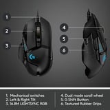 Logitech G502 Hero souris Droitier USB Type-A Optique 25600 DPI, Souris gaming Noir, Droitier, Optique, USB Type-A, 25600 DPI, 1 ms, Noir