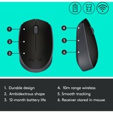 Logitech M171 Black-K souris Ambidextre RF sans fil Optique 1000 DPI Noir, Ambidextre, Optique, RF sans fil, 1000 DPI, Noir