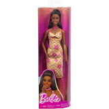  Poupée Barbie Fashionista en robe à carreaux rose orangé 